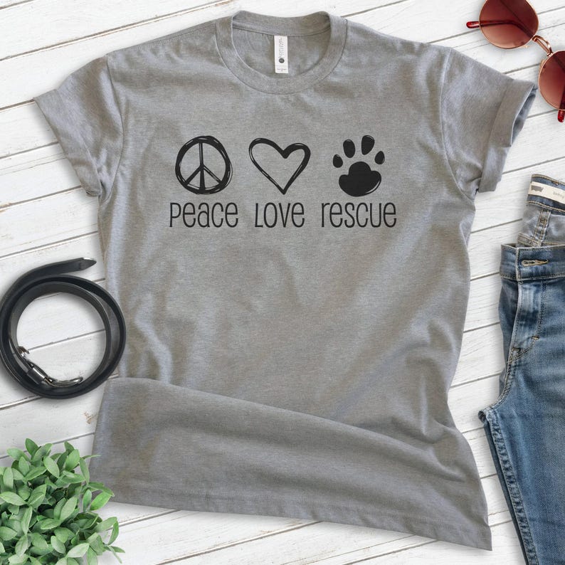 Peace Love Rescue Shirt, Unisex T-shirt, Rescue Dog Shirt, Rescue Animal Shirt, Rescue Tee, Dog Rescue Shirt image 2
