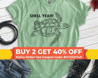 Shell Yeah Turtle Shirt, Unisex T-shirt, Funny Turtle Shirt, Funny Animal Shirt, Turtle Shirt