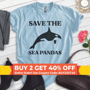 Save The Sea Pandas Shirt, Unisex T-shirt, Whale Shirt, Killer Whale Shirt, Ocean Shirt, Beach Shirt, Funny Animal Shirt, Animal Pun Shirt
