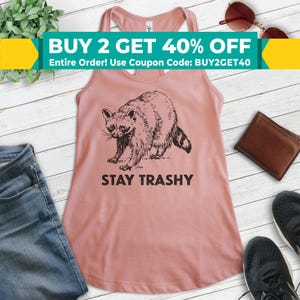 Stay Trashy Raccoon Tank Top, Ladies Racerback, Cute Raccoon Tank, Cute Animal Tank, Stay Trashy Tank