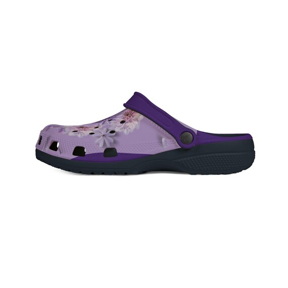 Purple Floral Shoes Purple Shoes Purple Floral Clogs Crocs Purple Foam Clogs Etsy UK
