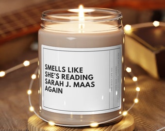 Personalized Sarah J Maas Gift Candle, Smells Like She's Reading SJM Again Candle, ACOTAR Gift, Bookish Candle, Throne of Glass Merch