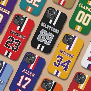 Benutzerdefinierte Team Jersey Handyhülle, personalisierte Sport Jersey Nummer Hülle für iPhone Galaxy Pixel, Geschenk für Sport Fan Team Mama Athlet