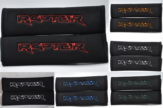 Ford Raptor black seat belt pads covers Blue embroidery 2PCS Ford Raptor black seat belt pads covers Blue embroidery 2PCS