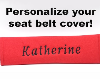 1 piece (1 pc) Personalized Custom Name Embroidery in Script Font Seat Belt Cover Cushion Shoulder Harness Pad