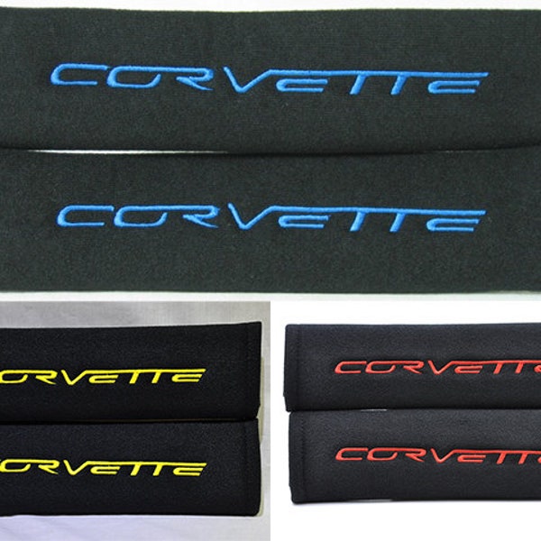 2 pieces (1 PAIR) Chevrolet Corvette Embroidery Seat Belt Cover Cushion Shoulder Harness Pad
