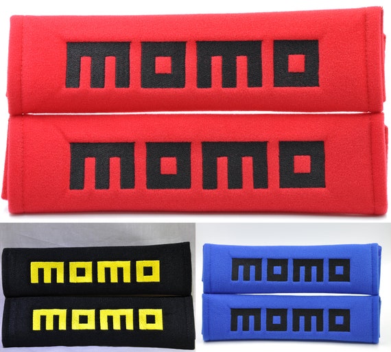 MOMO set 2 car seat belt shoulder pads black/yellow