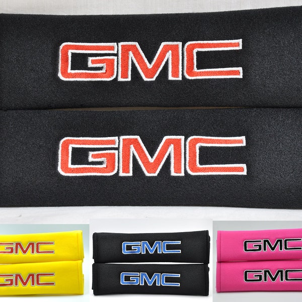 2 pieces (1 PAIR) GMC Logo Embroidery Seat Belt Cover Cushion Shoulder Harness Pad