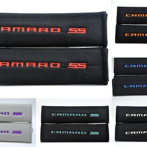 2 pezzi (1 PAIO) Chevrolet Chevy Camaro SS Ricamo Copricintura Cuscino Imbottitura per Spalla