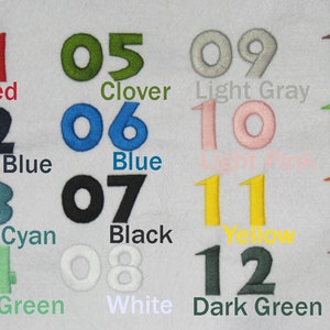 May include: A chart with 16 numbered squares, each containing a different color. The colors are red, dark blue, dark cyan, pale green, clover, blue, black, white, light gray, light pink, yellow, dark green, brown, fluorescent green, orange, and pink.