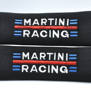2 pieces (1 PAIR) Martini Racing Embroidery Seat Belt Cover Cushion Shoulder Harness Pad