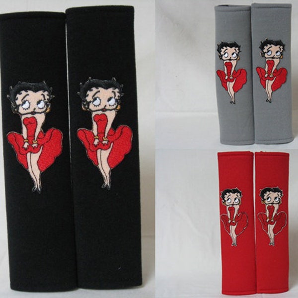 2 pieces (1 PAIR) Betty Boop Flying Dress Seat Belt Cover Cushion Shoulder Harness Pad