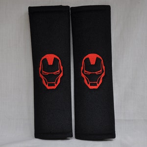 2 pieces (1 PAIR) Marvel Superhero Iron Man Embroidery Seat Belt Cover Cushion Shoulder Harness Pad