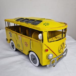 Vintage Tin Toy Camper Metal Miniature Van VW Bus Imitation Mid-20th Century