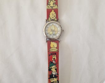 HERGÉ & CITIME - Montre Tintin & Milou, sérigraphiée, au Congo-Fonctionne- 1994 EUR 49,90 - FR