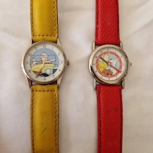 2x Vintage TINTIN Milou Globetrotter WATCH LTD Edition Working Citime Herge 90s