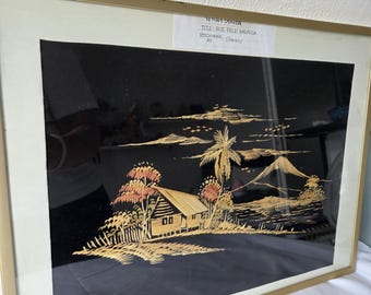 Framed Rice Straw Wall Art Painting Asian