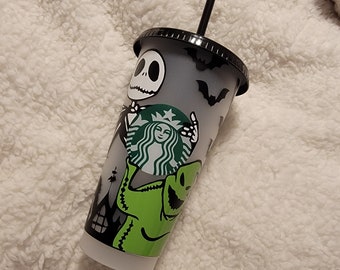 Nightmare Before Christmas, Jack Skellington & Oogie Boogie 24oz Venti Starbucks Cold Cup
