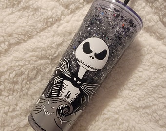 Jack Skellington, Nightmare Before Christmas, Snowglobe Starbucks Tumbler