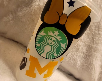 University of Michigan Wolverines Minnie 24oz starbucks tumbler