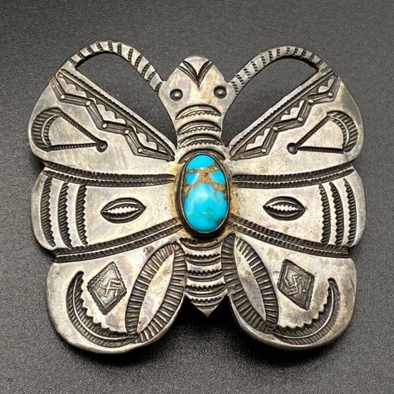 Unique Detailed Rabbit Vintage Native American Hopi Sterling Silver Butterfly Pin Unique Detailed Rabbit Vintage Native American Hopi Sterling Silver Butterfly Pin