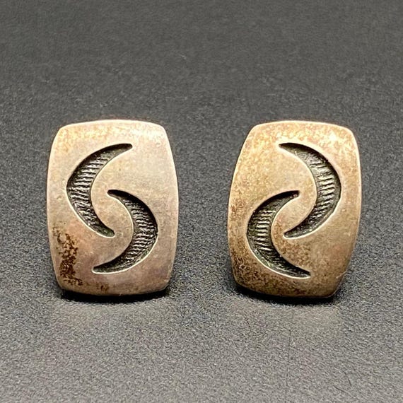 Important Bernard Dawahoya Vintage Native American Hopi Sterling Silver Earrings Old Important Bernard Dawahoya Vintage Native American Hopi Sterling Silver Earrings Old