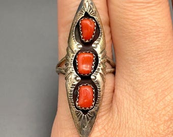 Eddie Secatero Sterling Silver Ornate Flower Leaf Vintage Size 8