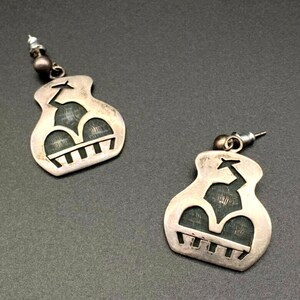 Vintage Hopi Native Marvin Sekayesva Thundercloud Sterling Silver Earrings