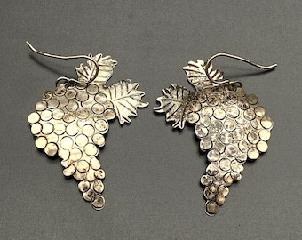 Sterling Silver Grape Petite Earrings, Hooks - Etsy