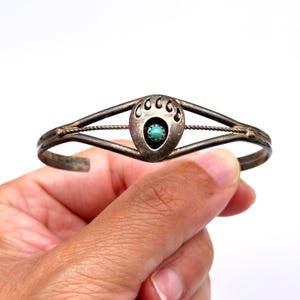 Vintage sydvästlig turkos Shadowbox Björn silvermanschettarmband liten 17 cm