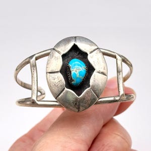 Vintage sydvästlig Shadowbox turkos silverarmband liten 17 cm
