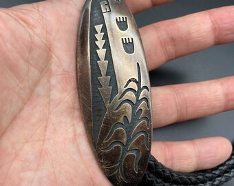 Vintage Hopi Manuel Karen Hoyungowa Kachina Cornstalk Silver Bolo 42"