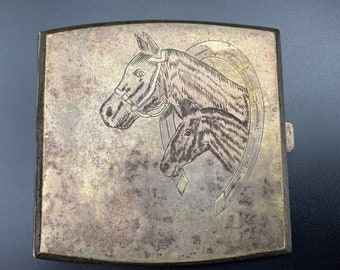 Antique Russia Horse Horseshoe Cigarette Case Box 84 Continental Silver