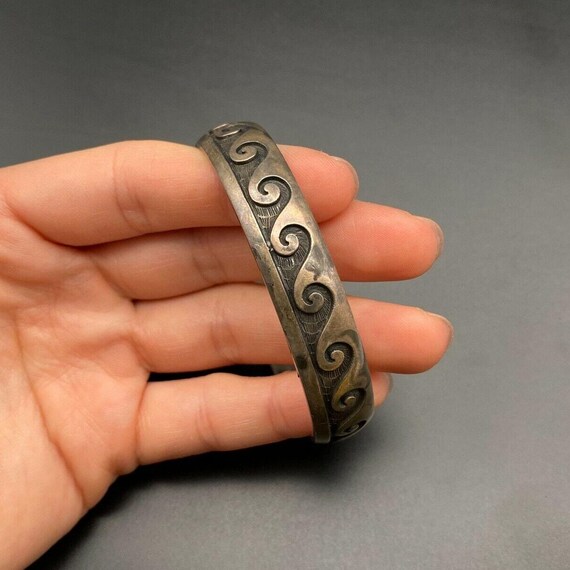 Vintage Hopi Bernard Dawahoya Native Water Waves Silver