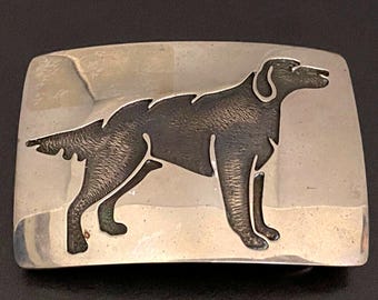 Fivela de cinto vintage do sudoeste americano, D and J Coats Taos 1978, em metal, com 4,4 cm (1-3/4").