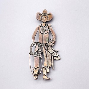 Vintage Navajo Clarence Lee Cowboy Sterling Silver Brooch Pin