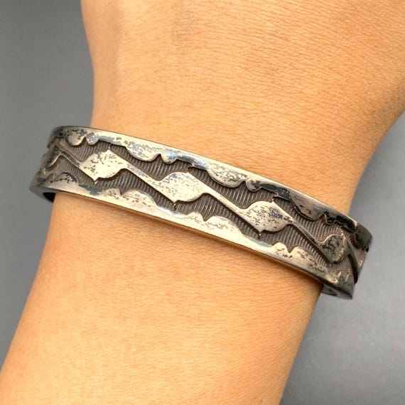 Vintage Navajo Native Emerson Bill Sterling Silver Bracelet Cuff 7