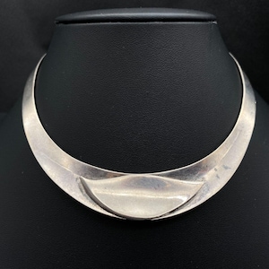 Vintage Modernist Reeslev Sterling Silver Choker Necklace 14&quot;