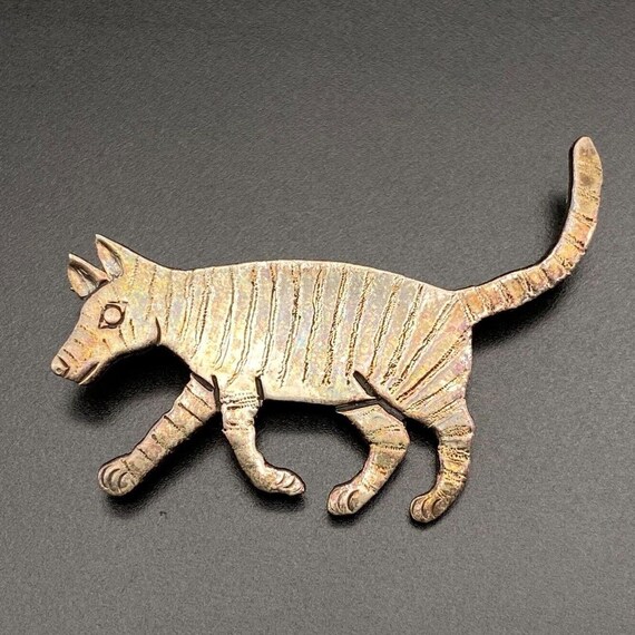 Vintage Navajo Clarence Lee Cat Sterling Silver Br