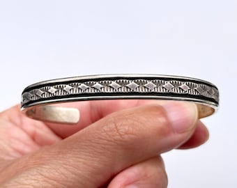 Bruce Morgan Solid Sterling Silver and 14k Gold Signed Navajo Cuff