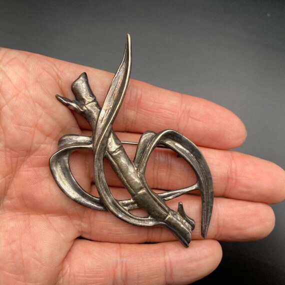 Vintage Ming's Bamboo Sterling Silver Pin Brooch - image 5