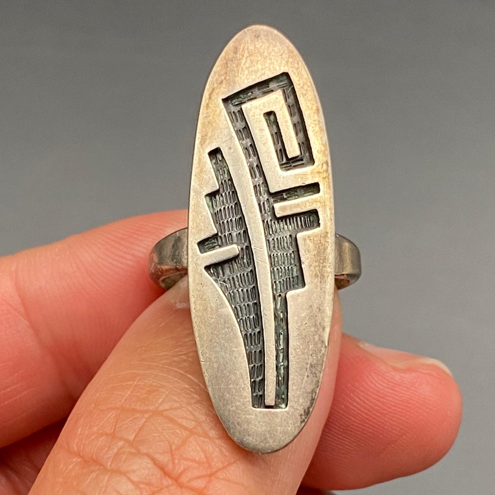 Vintage Hopi Lawrence Saufkie Prayer Feather Sterling Silver
