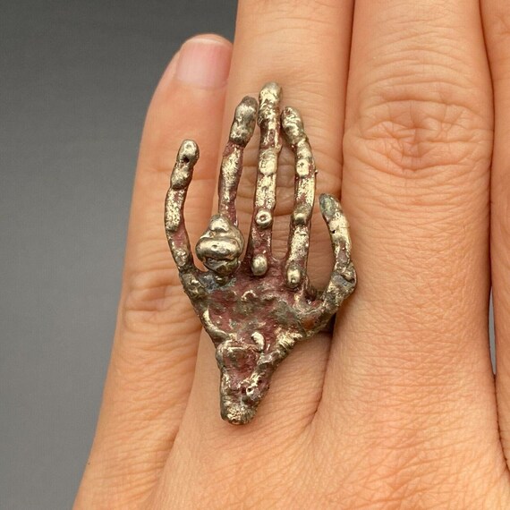 Vintage Pal Kepenyes Brutalist Mexico Hand Ring S… - image 1