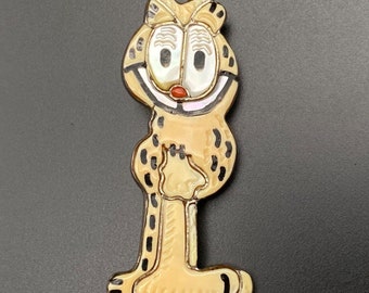 Vintage Zuni Garfield Cat MOP Coral Zunitoon Silver Pendant Brooch Pin