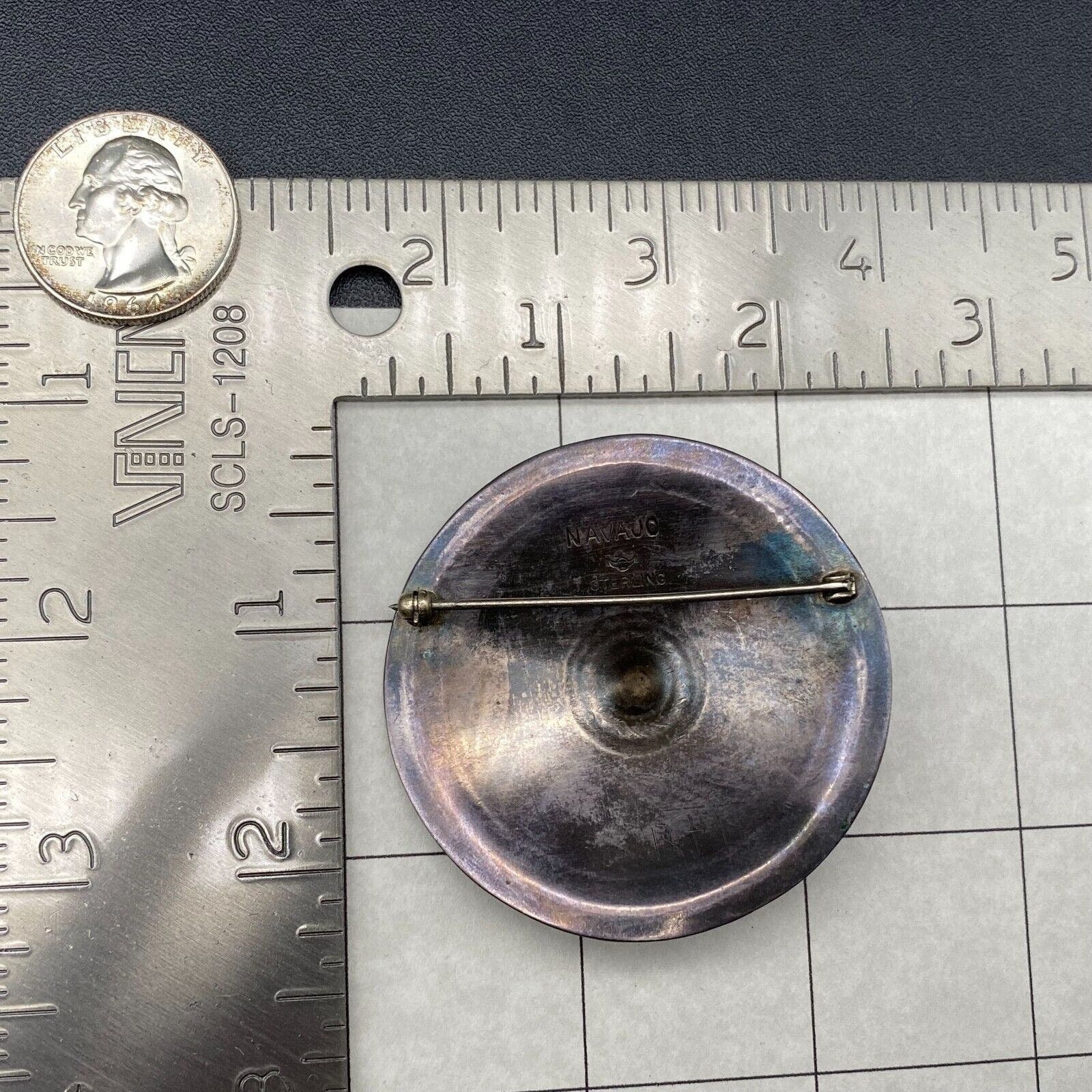Vintage navajo arts and crafts guild concho stamped sterling silver pin