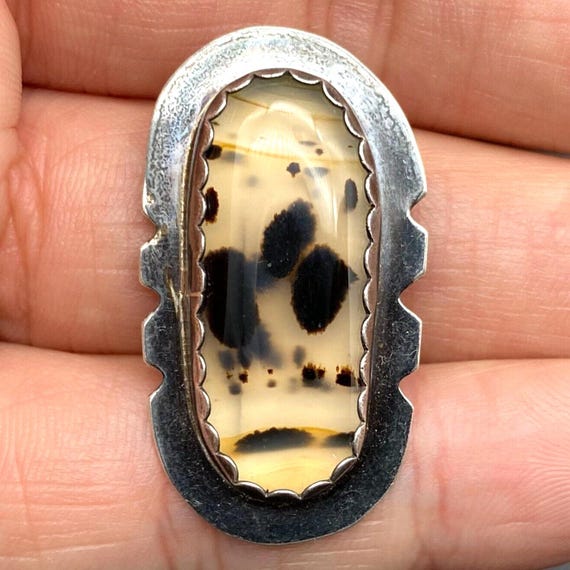 Vintage Creative Edge Montana Agate Silver Pendant