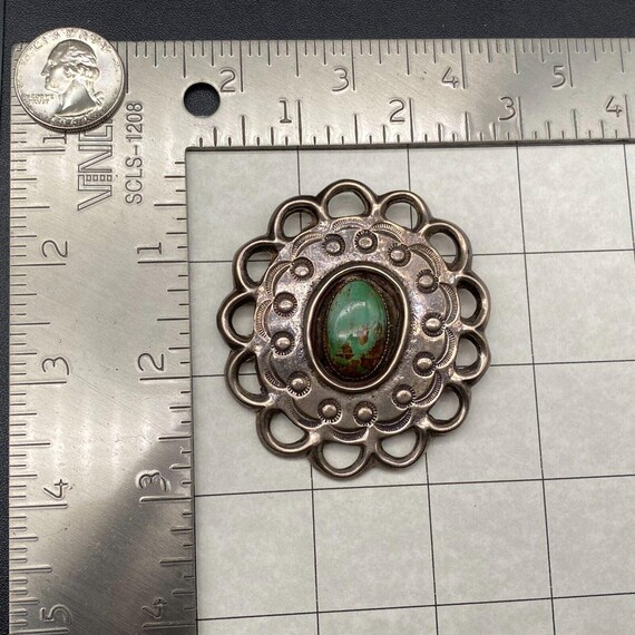 ネックレス・ペンダント Vintage Stamp Work Pendant (Navajo) Vintage Navajo EW Signed Turquoise Sterling Silver Pendant