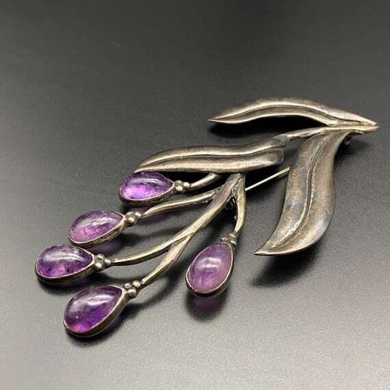 Vintage Amethyst 980 Sterling Silver 103 Pin Broo… - image 7