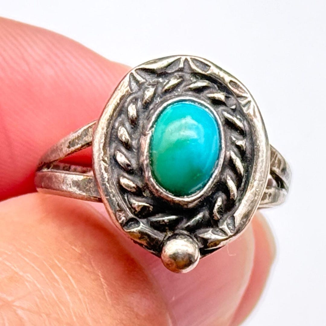 Petite Vintage Navajo Native Turquoise Silver Ring Size 6.5 - Etsy