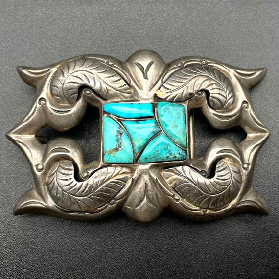 Vintage Navajo Ambrose Native Turquoise Sterling Silver Belt  display picture 2